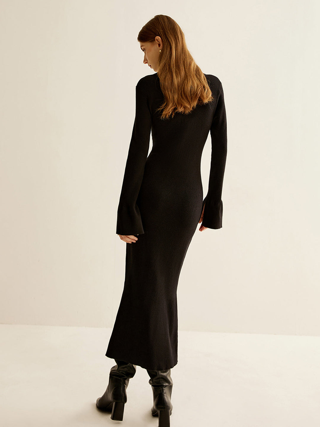 Robe Pull V-Neck à Revers Slim