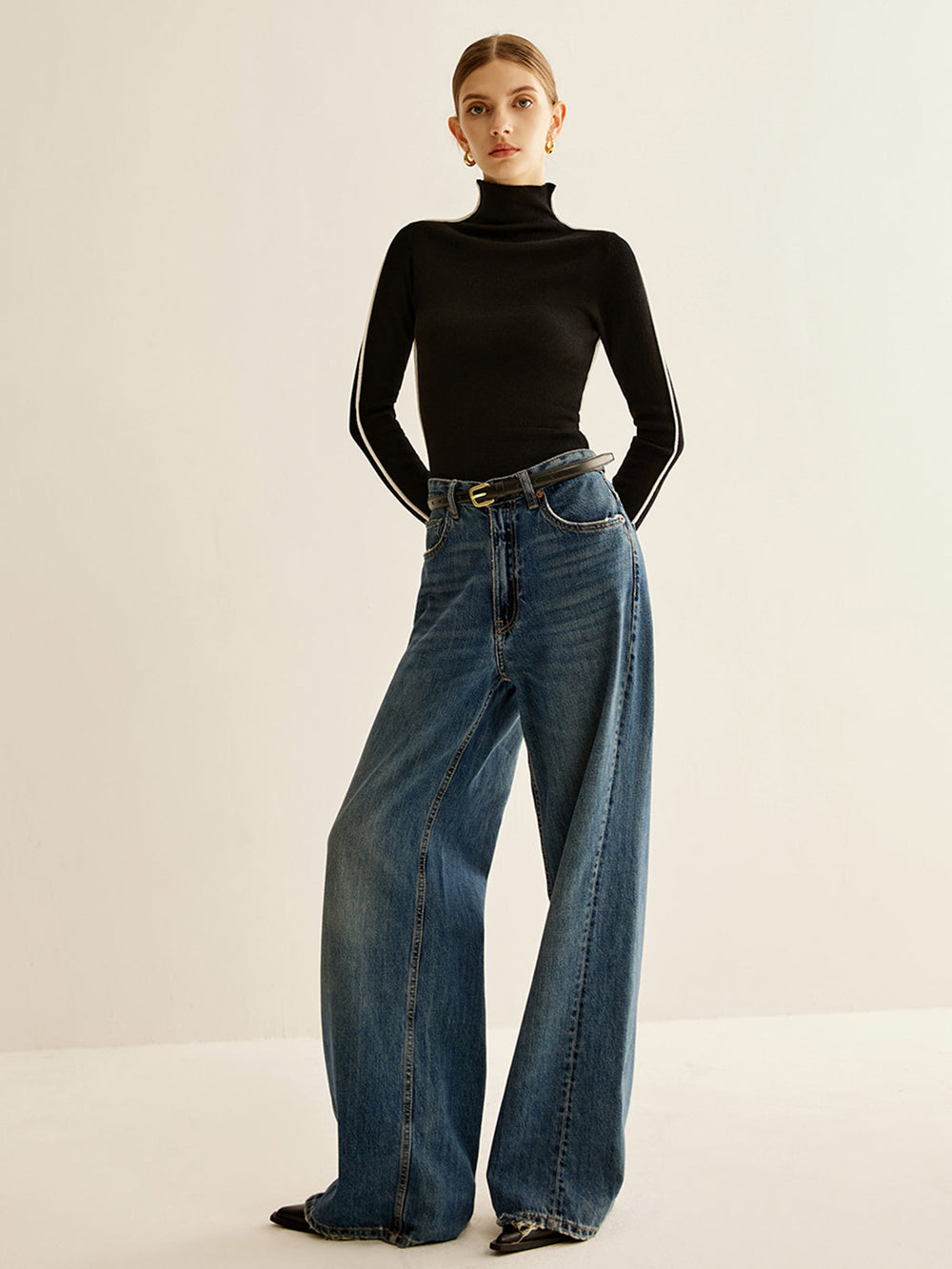 Haut en tricot à col mock en mélange de laine