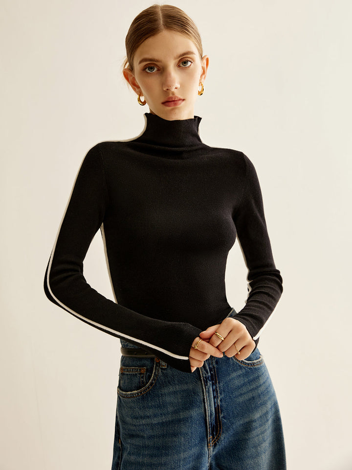 Haut en tricot à col mock en mélange de laine