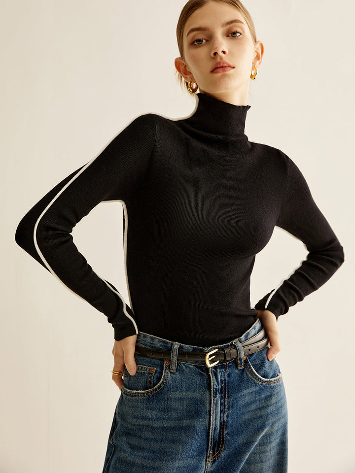 Haut en tricot à col mock en mélange de laine