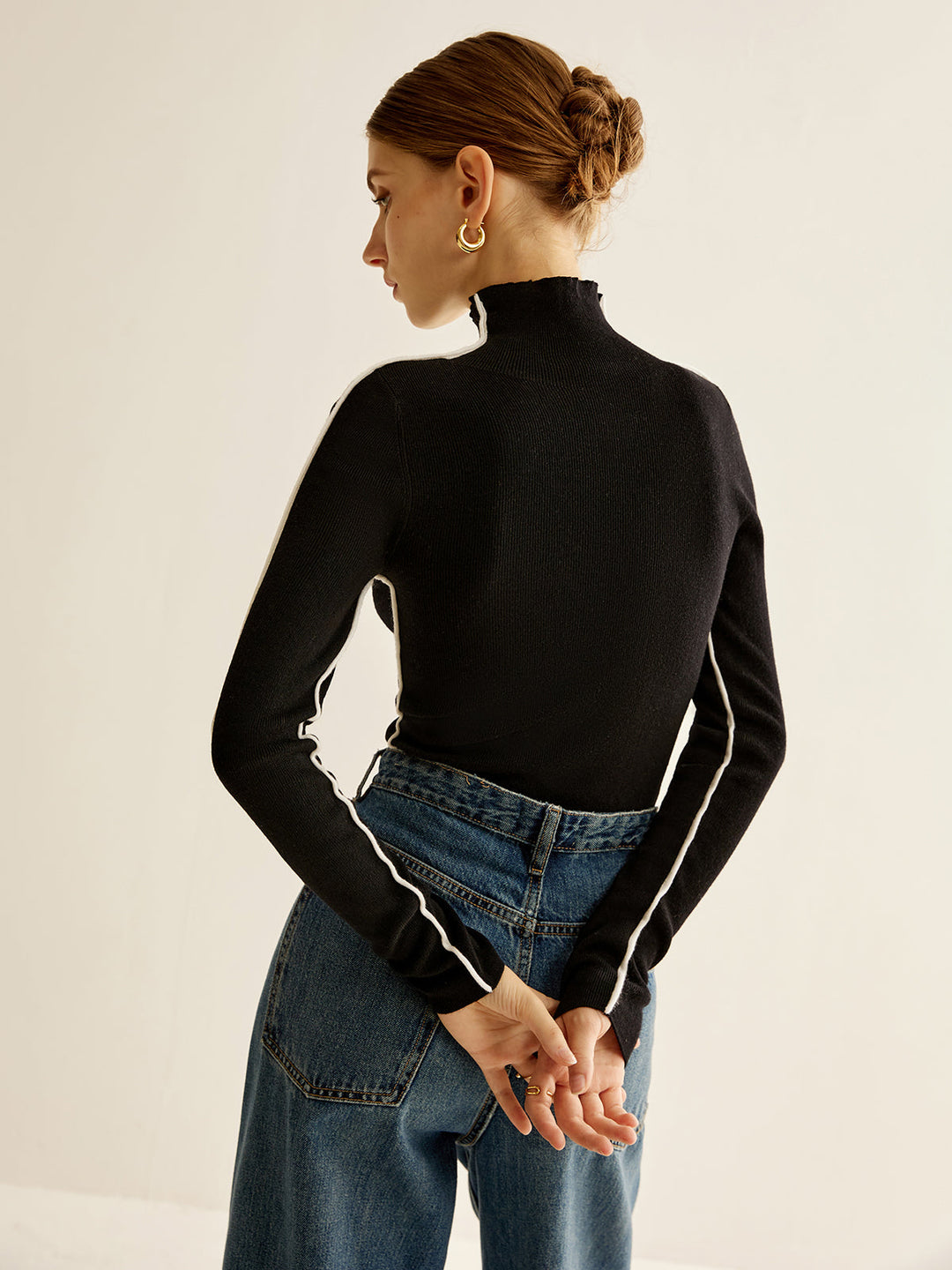 Haut en tricot à col mock en mélange de laine