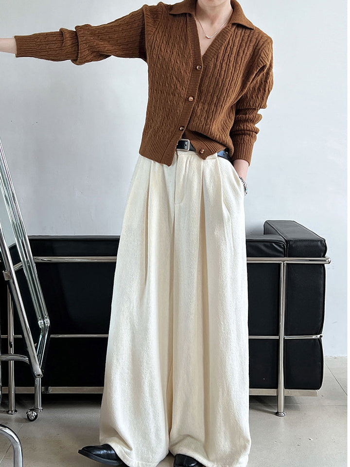 Cardigan Court à Revers Boutonné
