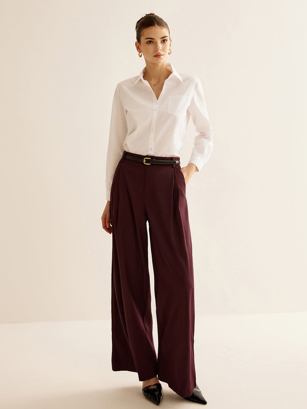 Pantalons Larges Plissés Sans Ceinture