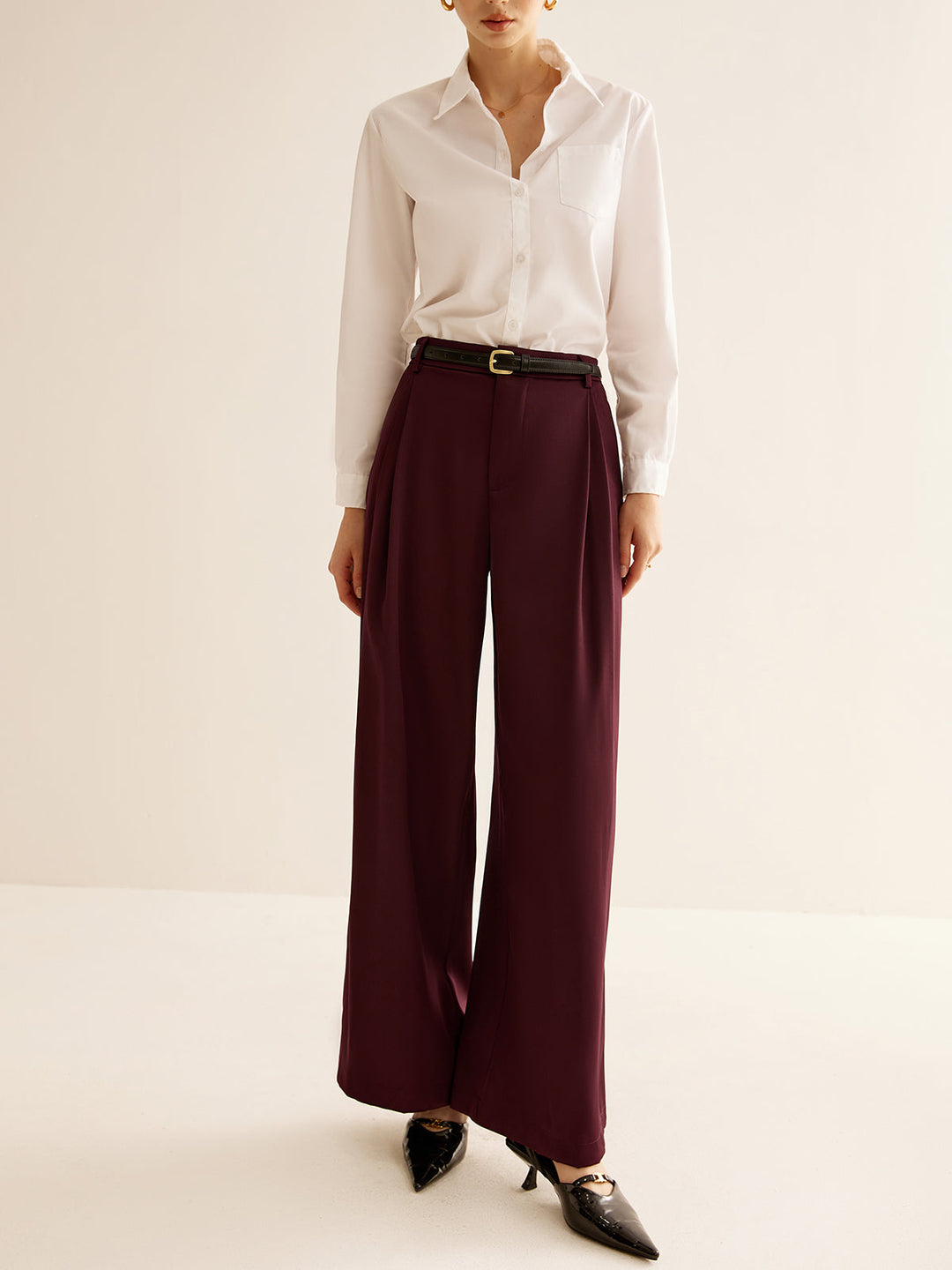 Pantalons Larges Plissés Sans Ceinture