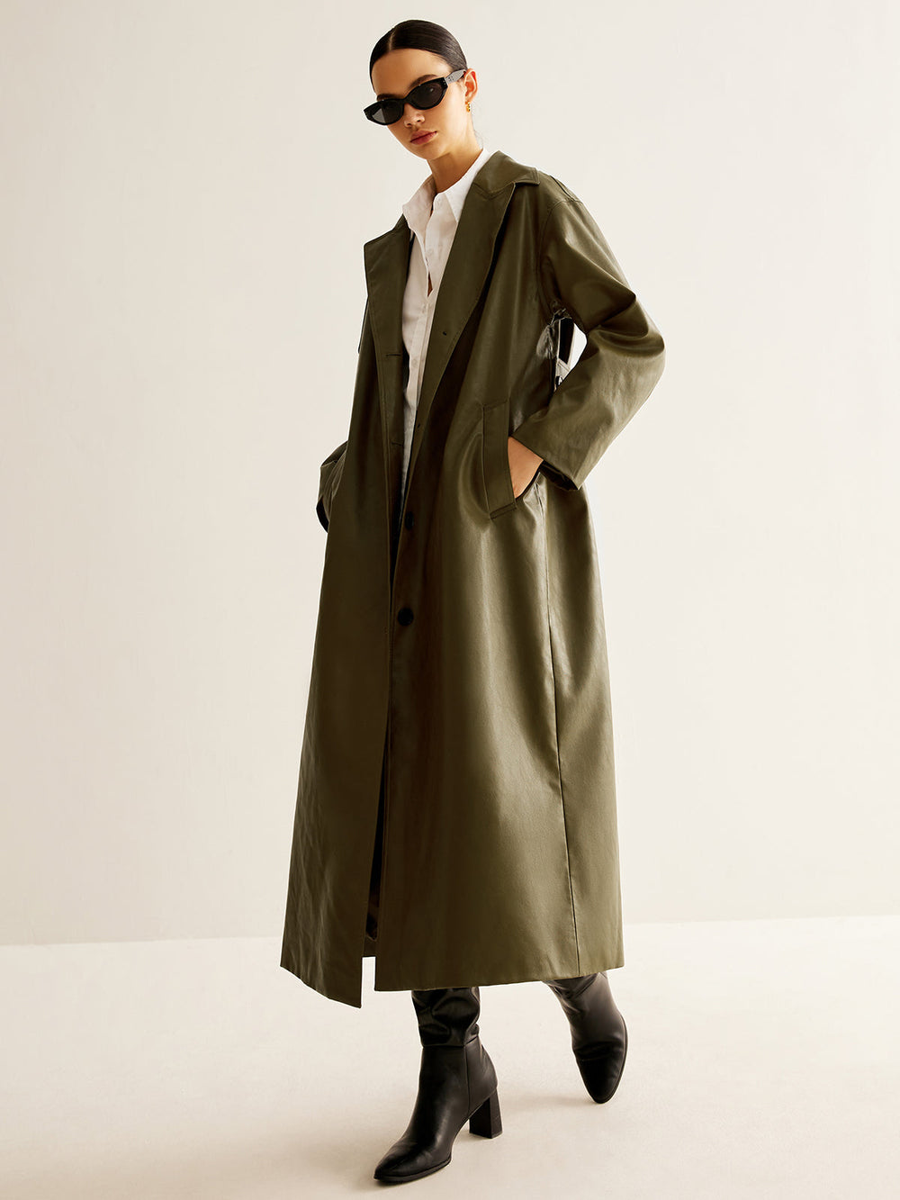 Veste Longue Oversize En Similicuir