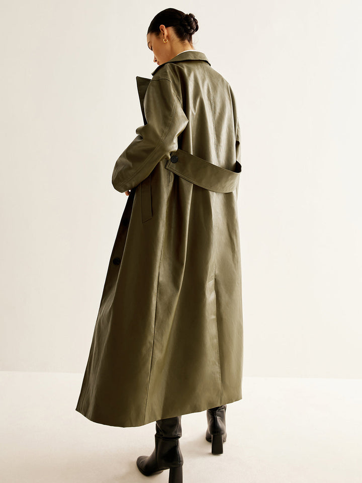 Veste Longue Oversize En Similicuir