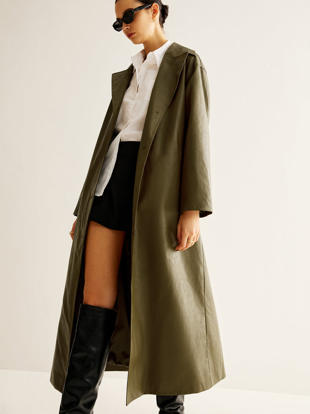 Veste Longue Oversize En Similicuir