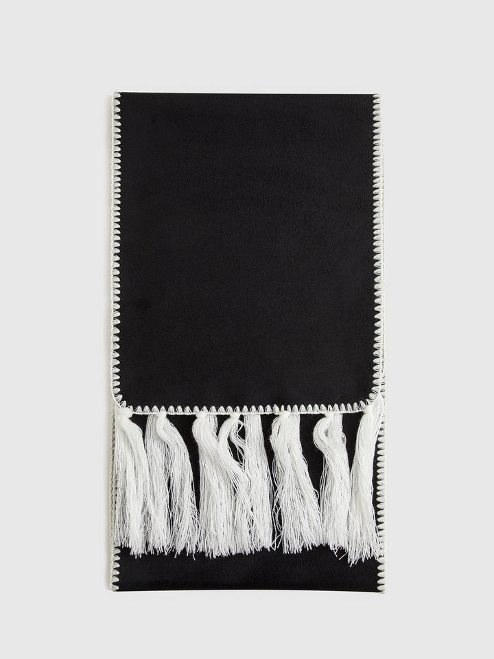 Foulard à pompons à bordures contrastées