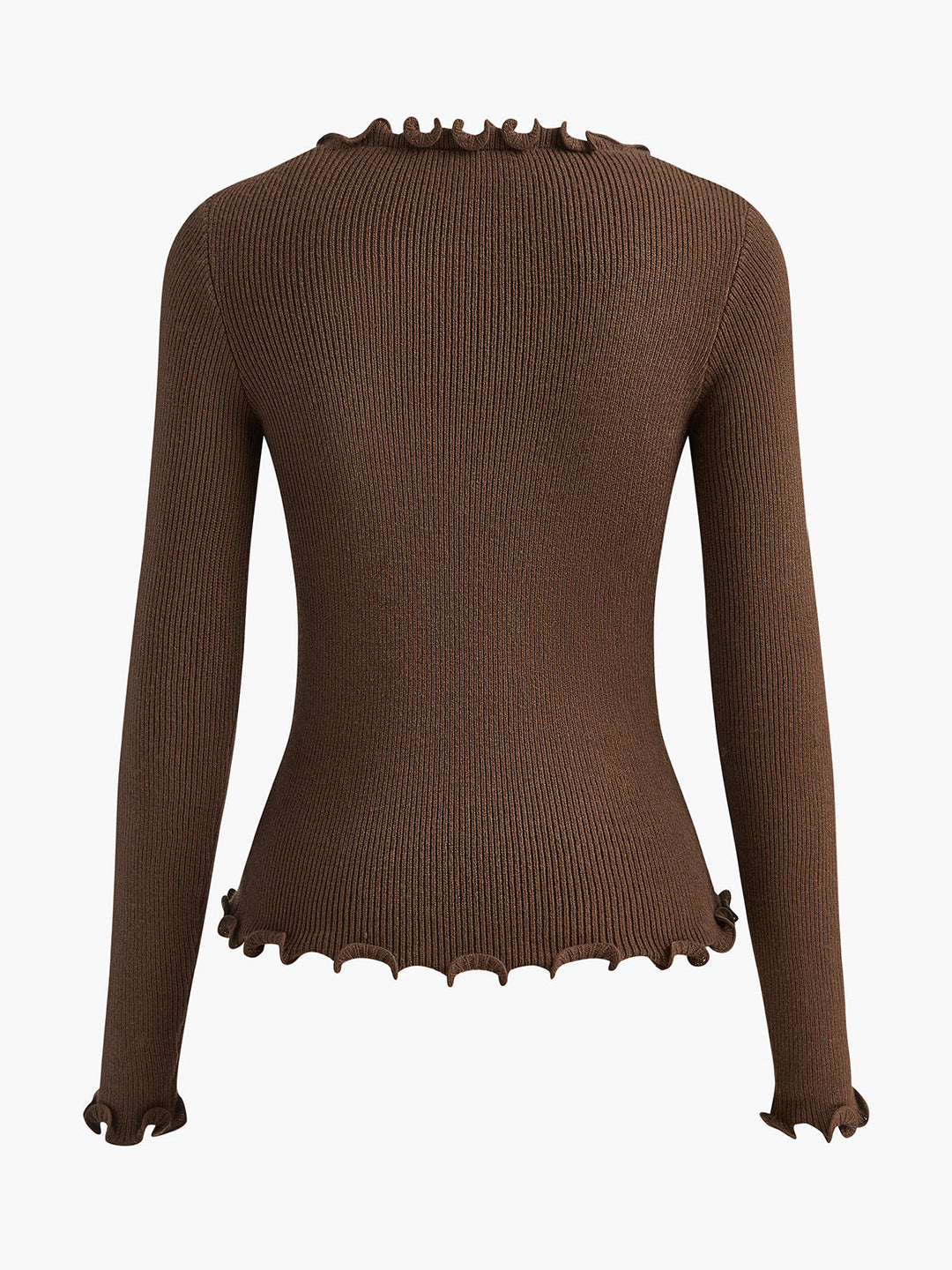 Pull à manches longues avec nœud en strass et bordure festonnée