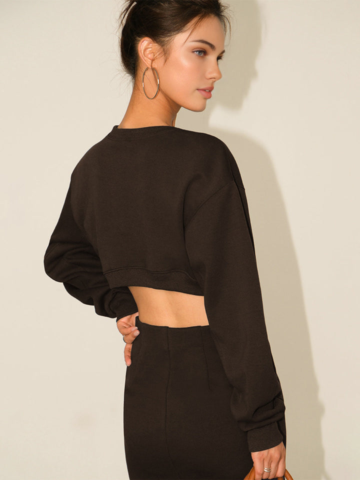 Robe Longue à Manches Longues et Dos Nu Découpé
