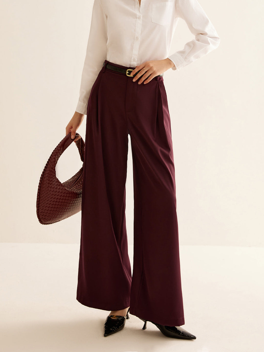 Pantalons Larges Plissés Sans Ceinture