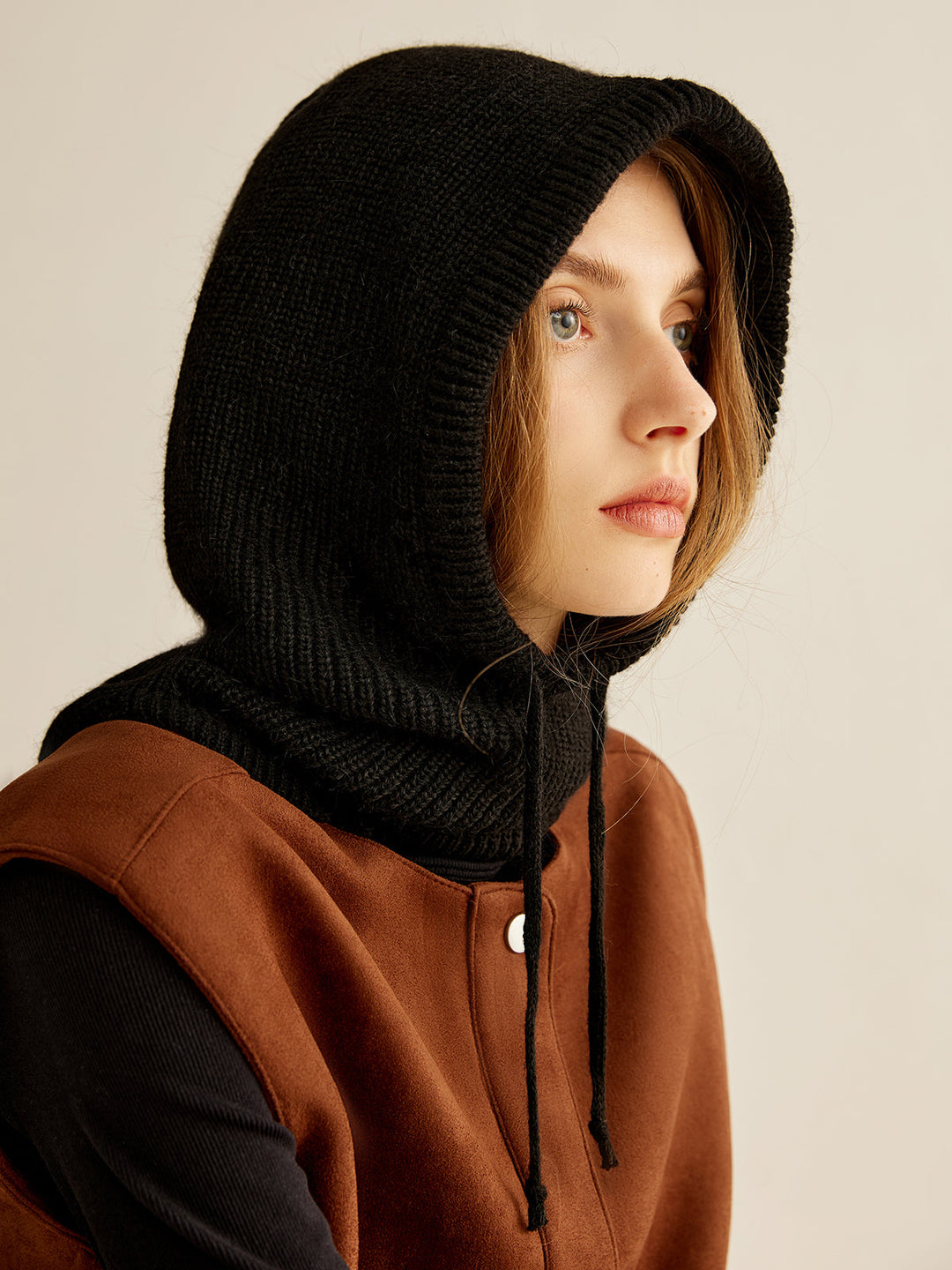 Chapeau Cagoule Chaud à Cordon de Serrage