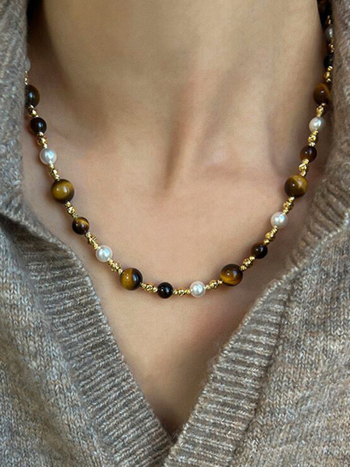 Collier ras du cou en œil de tigre