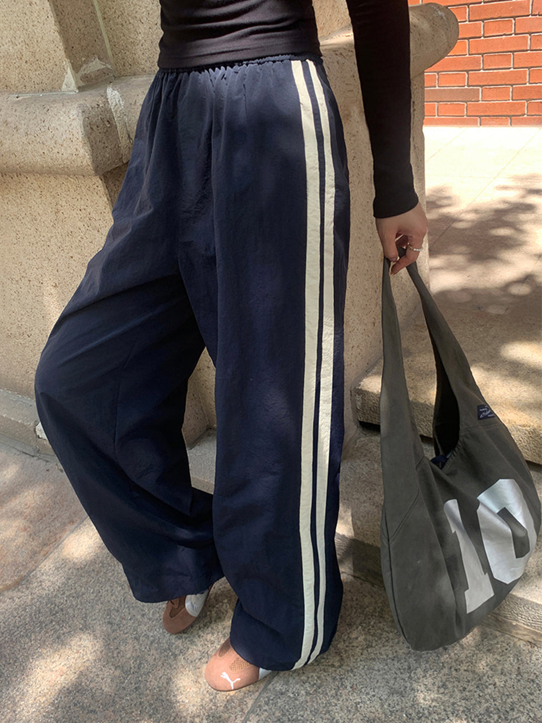 Pantalons à cordon avec bordure latérale contrastante