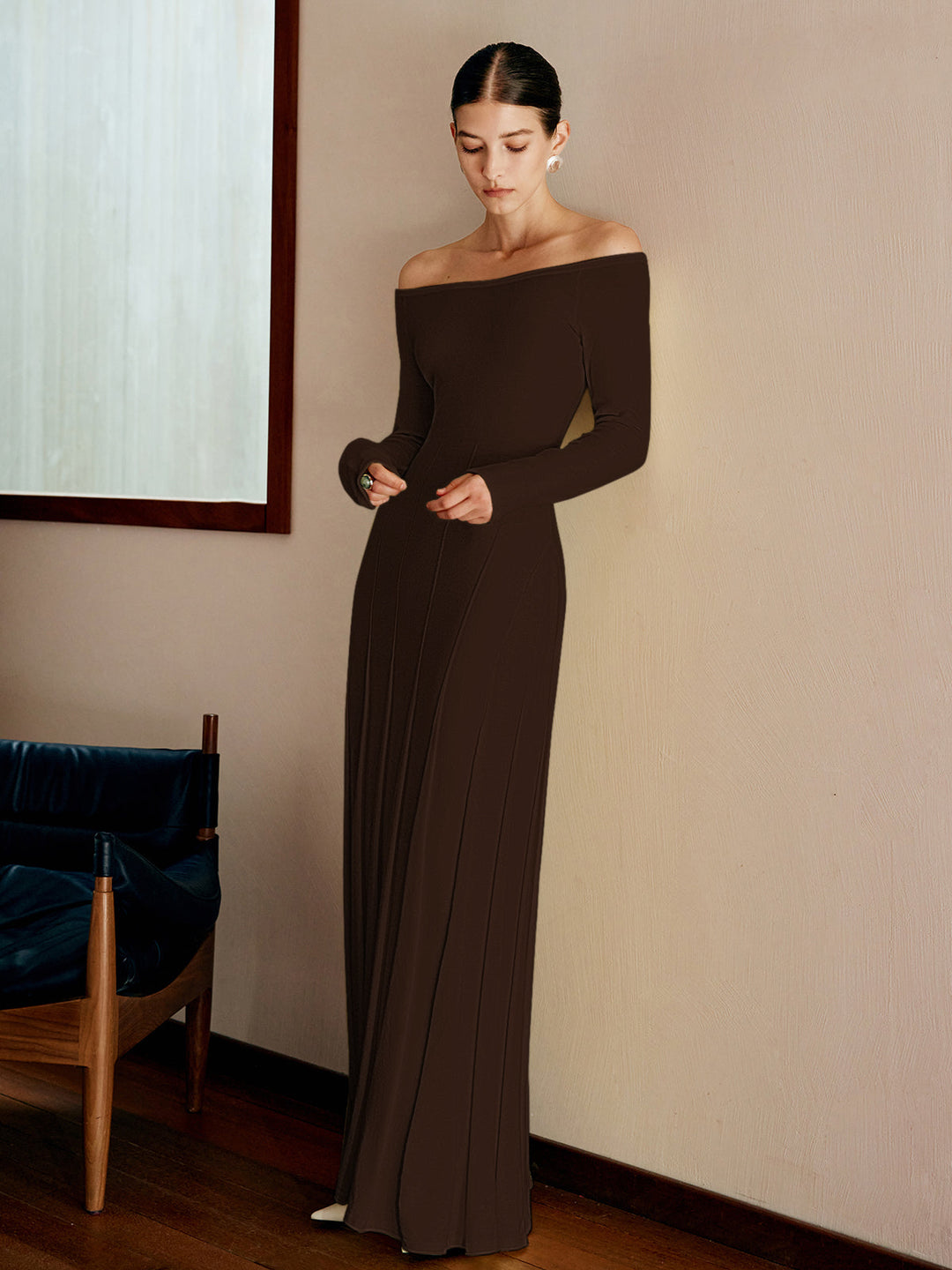 Robe Pull Col Bardot Plissée