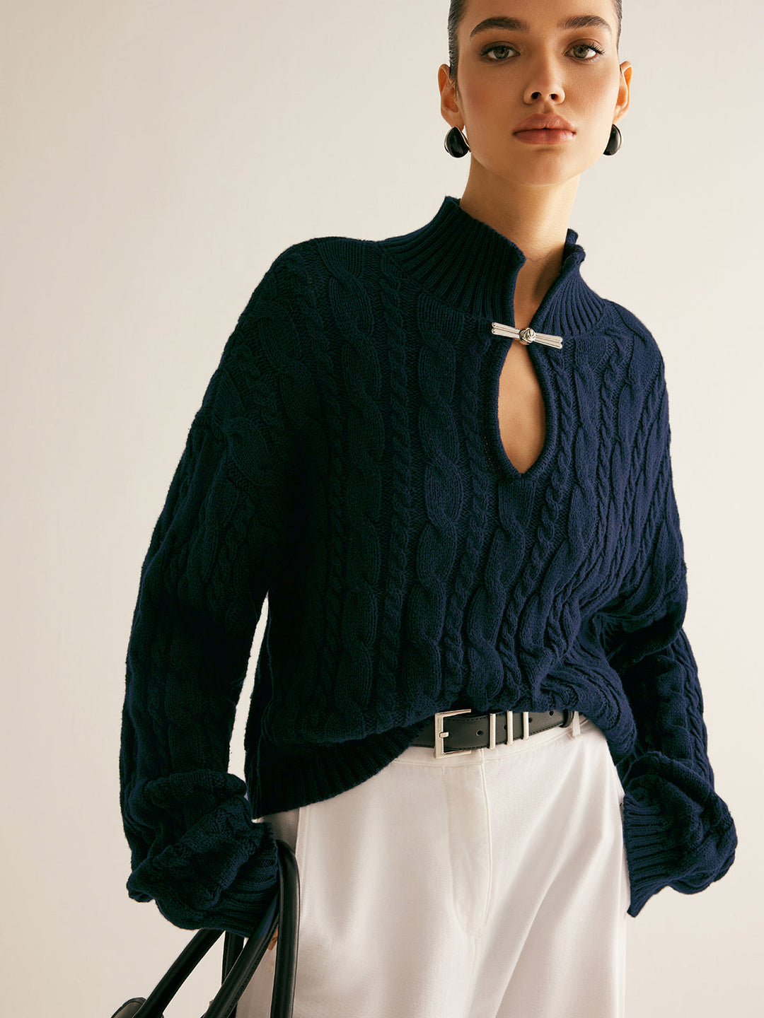 Haut en tricot à col clé en coton