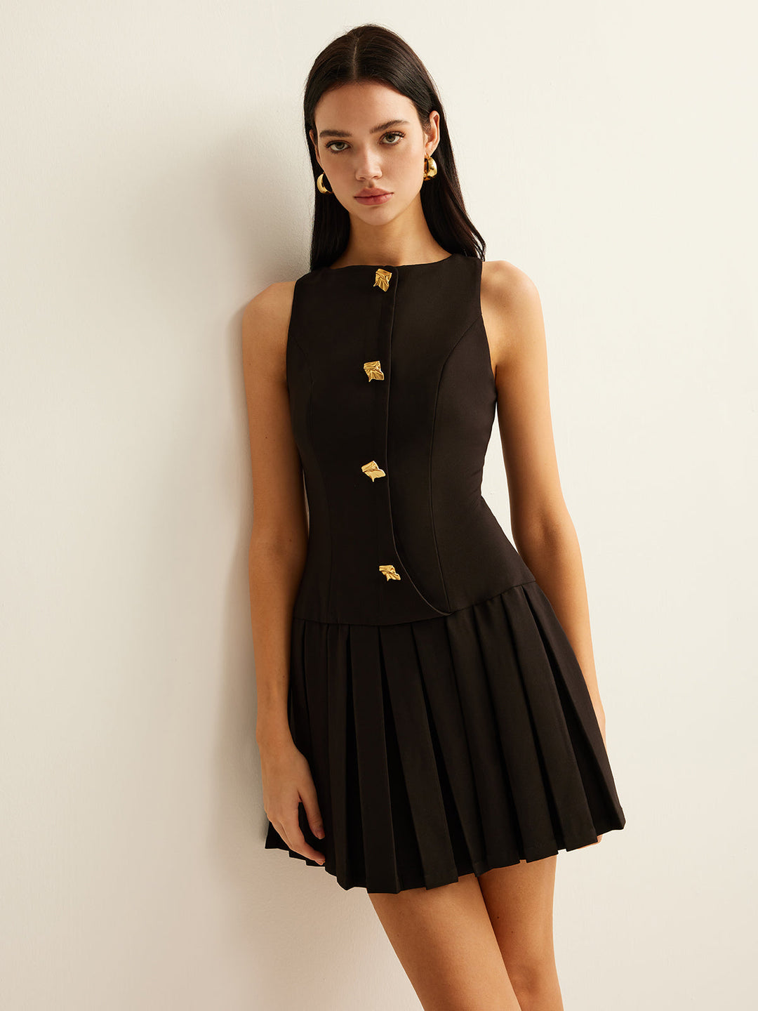 Robe Patineuse à Boutons Métalliques