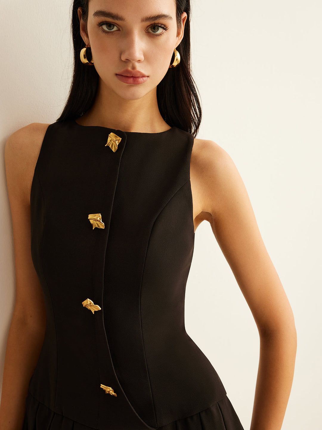 Robe Patineuse à Boutons Métalliques