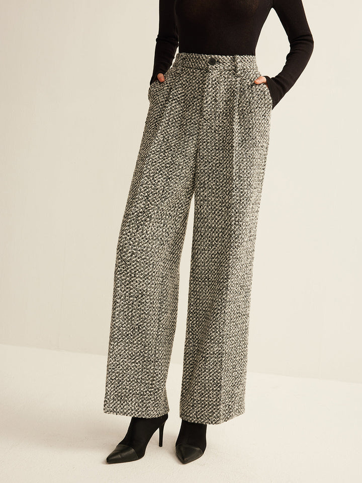 Pantalons en Tweed Mélangé Laine