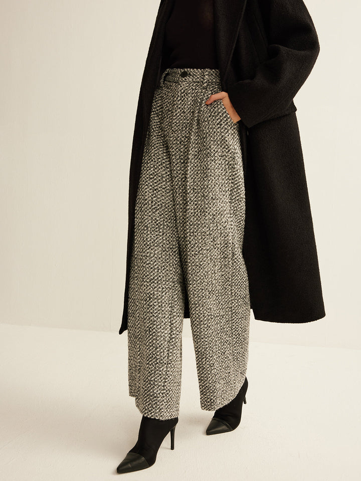 Pantalons en Tweed Mélangé Laine