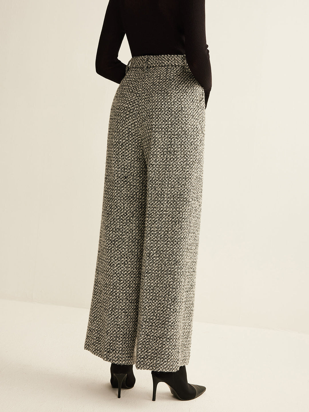 Pantalons en Tweed Mélangé Laine