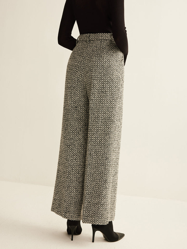 Pantalons en Tweed Mélangé Laine