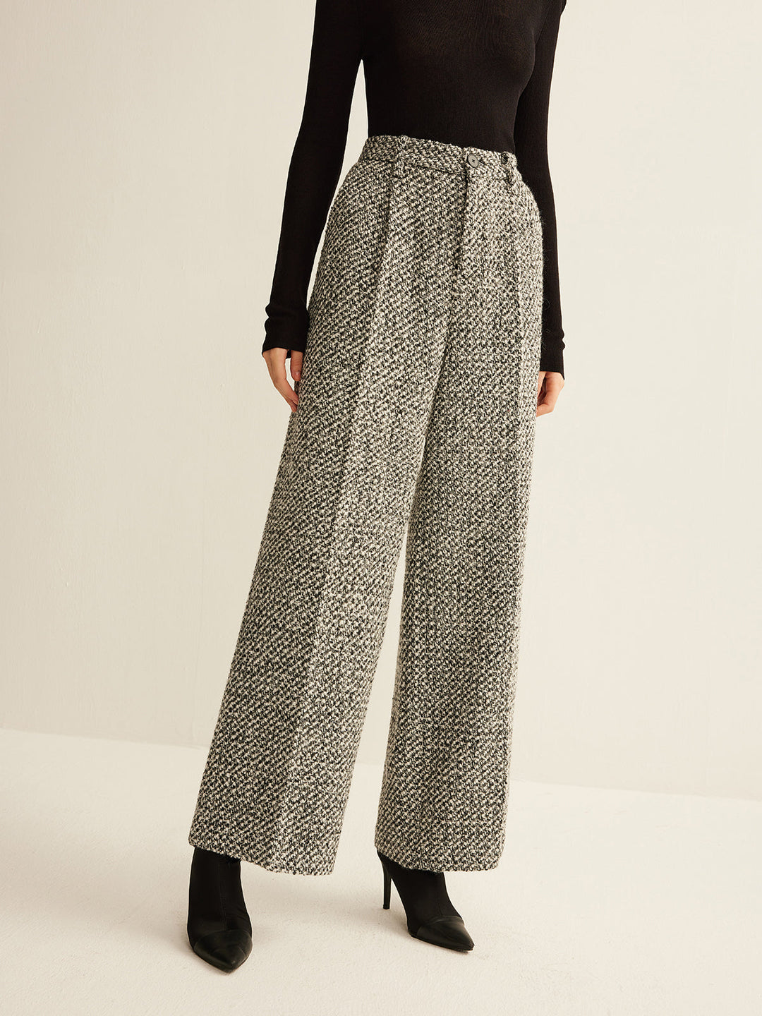 Pantalons en Tweed Mélangé Laine