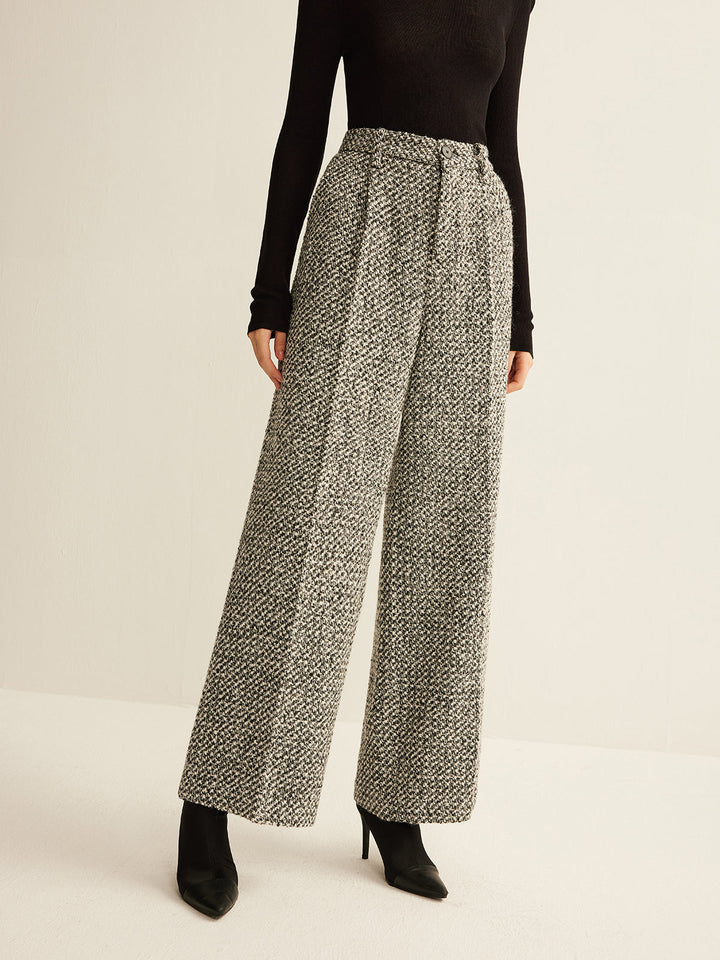Pantalons en Tweed Mélangé Laine