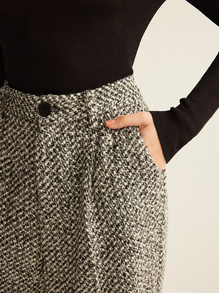 Pantalons en Tweed Mélangé Laine