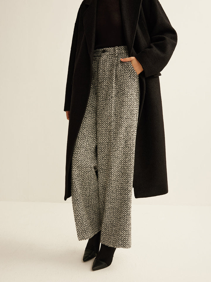 Pantalons en Tweed Mélangé Laine
