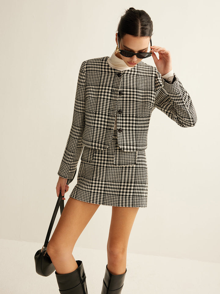 Veste à carreaux en mélange de laine