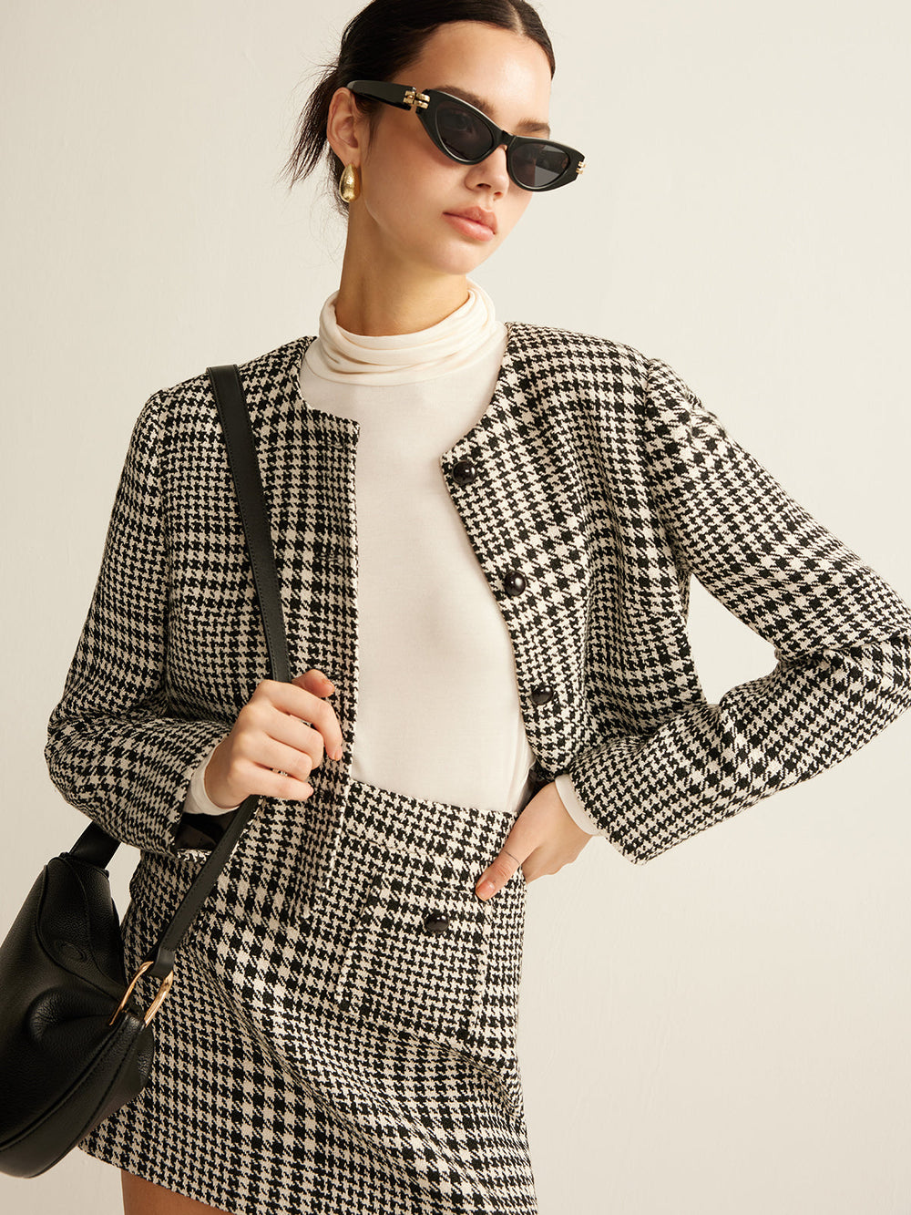 Veste à carreaux en mélange de laine