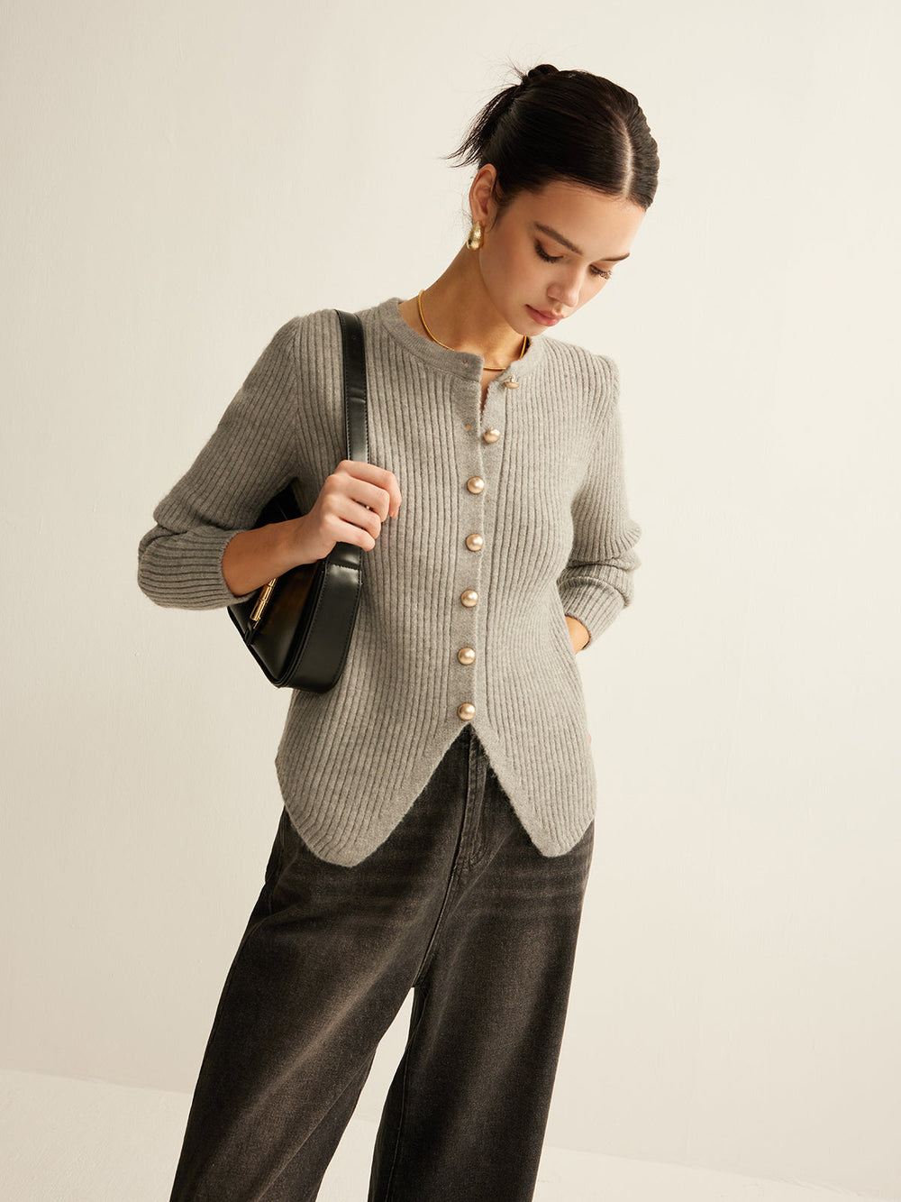 Cardigan Boutonné Fendu