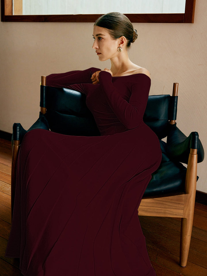 Robe Pull Col Bardot Plissée