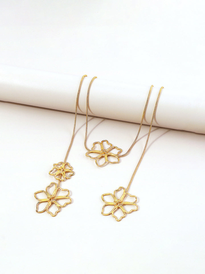 Collier Sautoir Fleur Dorée