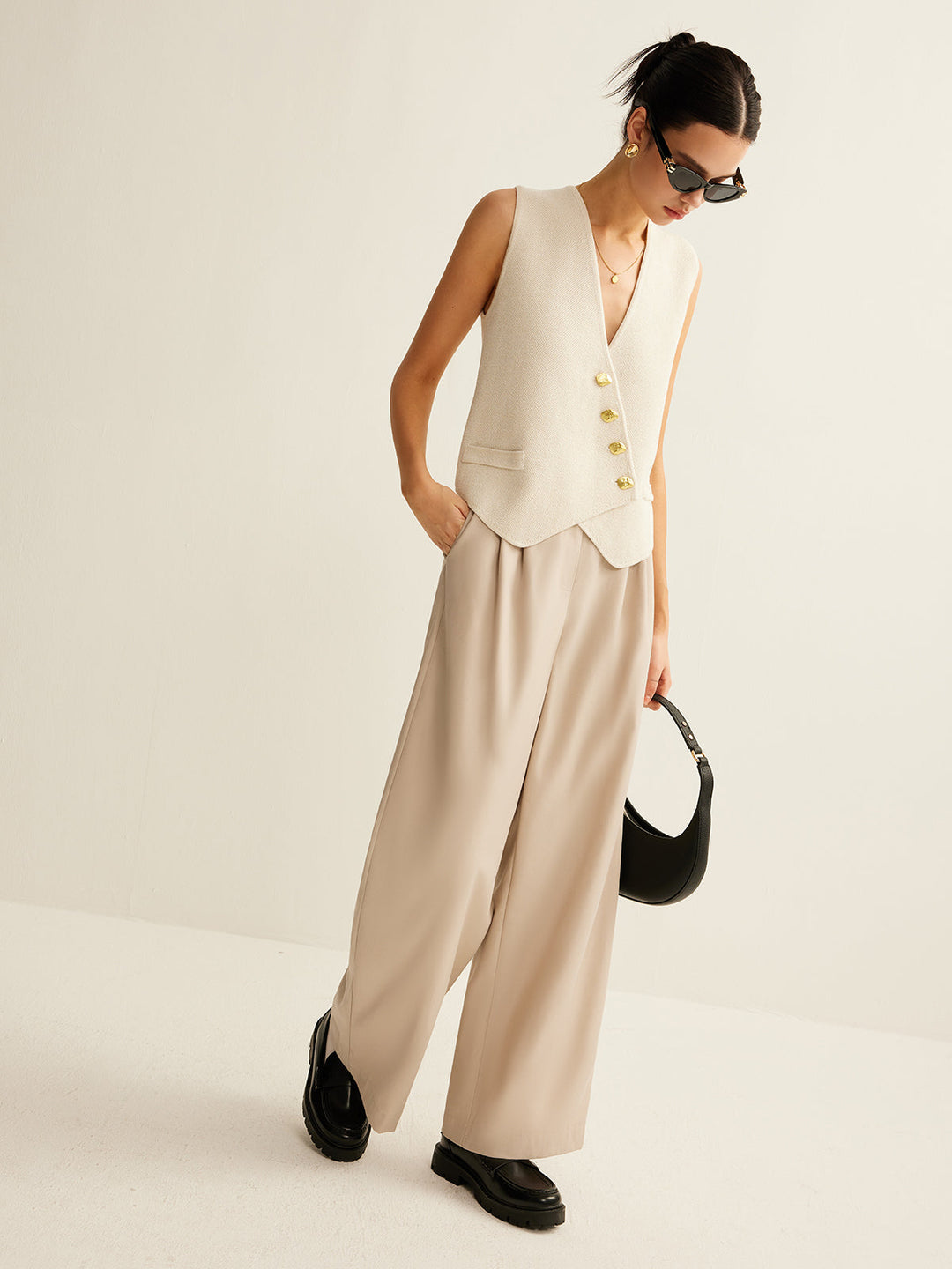 Gilet Pull Boutonnière Asymétrique