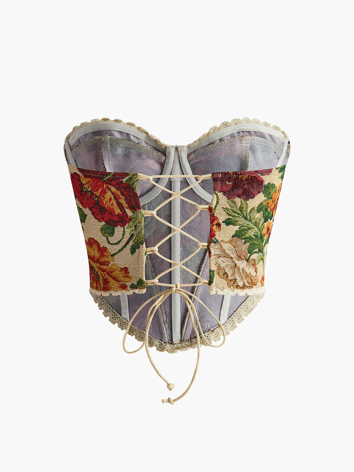 Corset à cordon floral