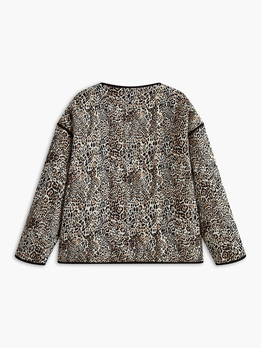 Manteau d'hiver imprimé léopard à garniture contrastante
