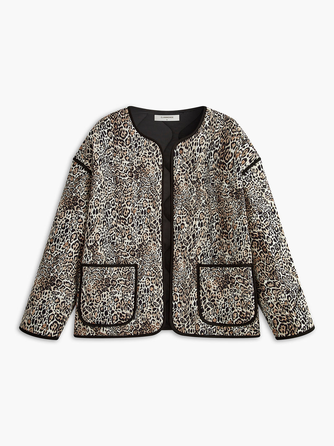 Manteau d'hiver imprimé léopard à garniture contrastante