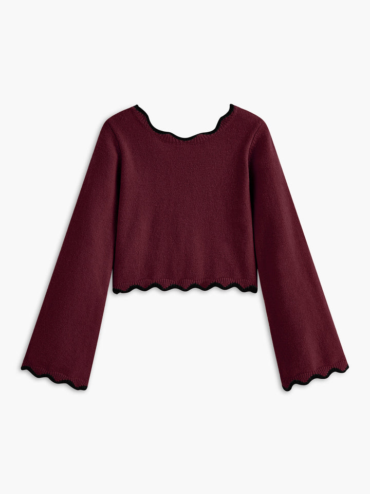 Pull à Vagues Contrastées avec Nœud