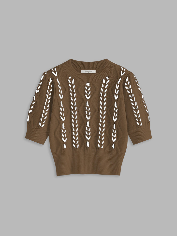 Haut en tricot à liseré contrastant