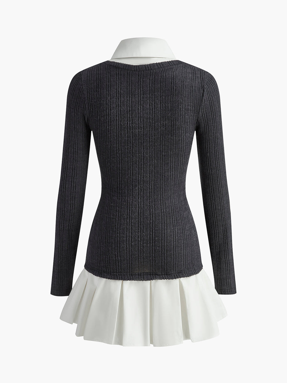 Robe Tricotée à Revers Color Block