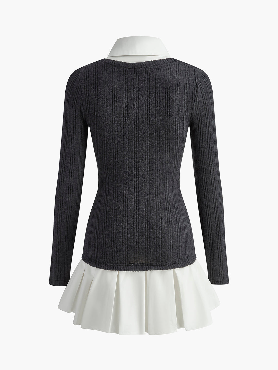 Robe Tricotée à Revers Color Block
