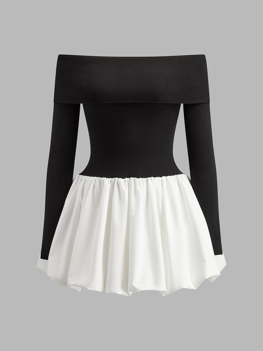 Robe Courte Deux Tons Sans Épaules à Bulles