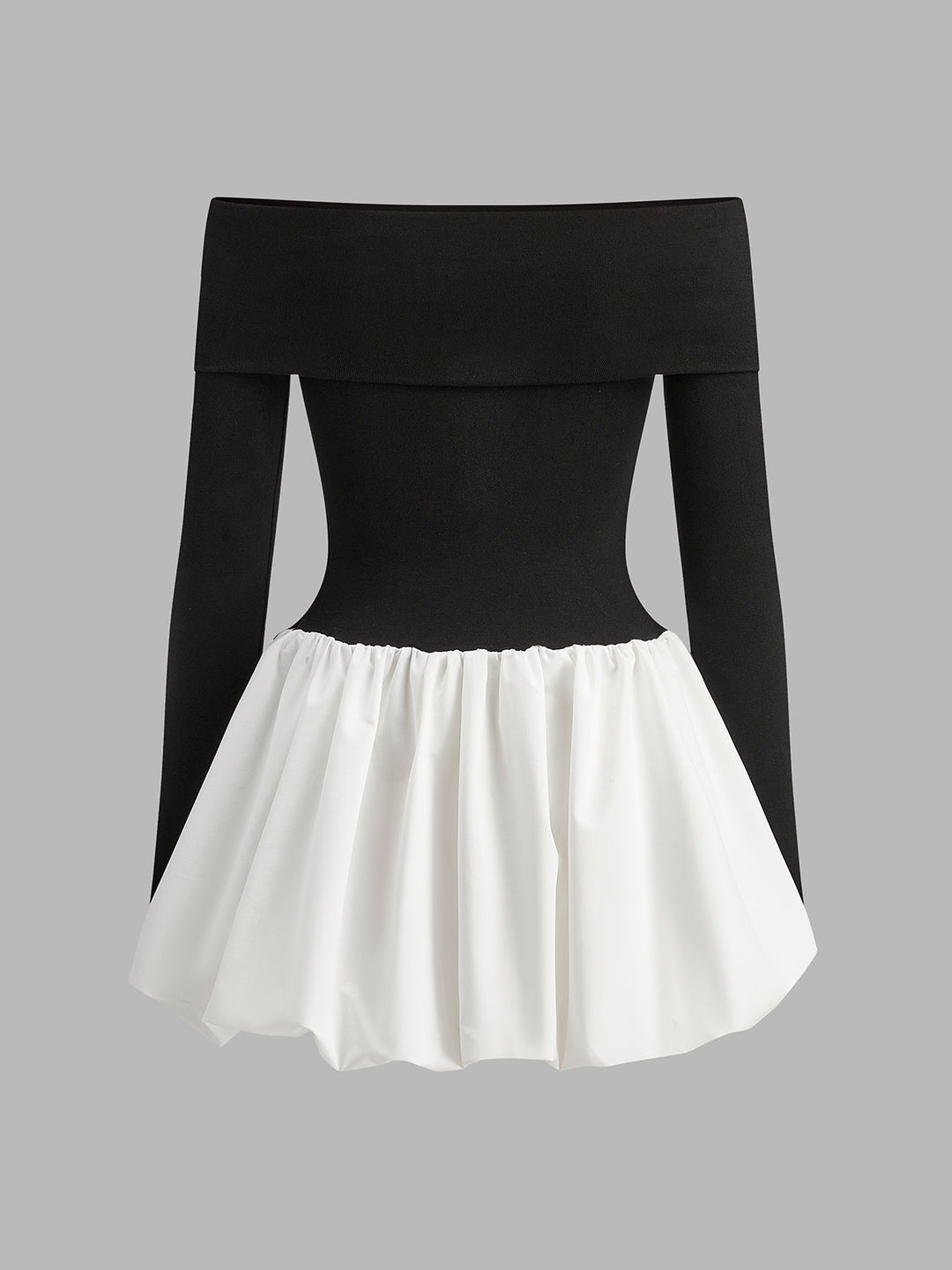 Robe Courte Deux Tons Sans Épaules à Bulles