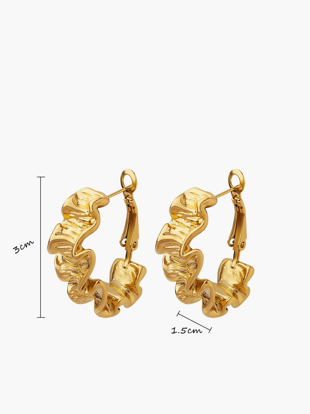Boucles d'oreilles créoles texturées à vagues plissées