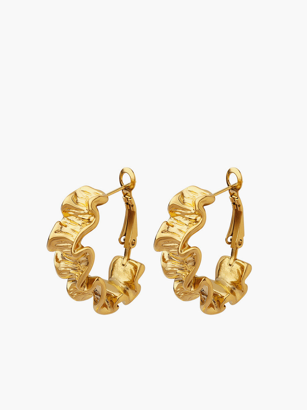 Boucles d'oreilles créoles texturées à vagues plissées