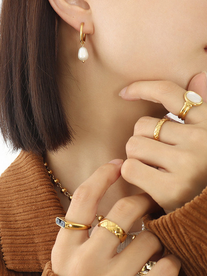 Boucles d'oreilles pendantes perles Hoop-Ring