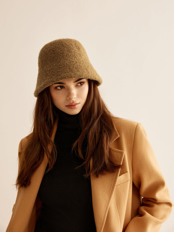 Chapeau seau en laine mélangée