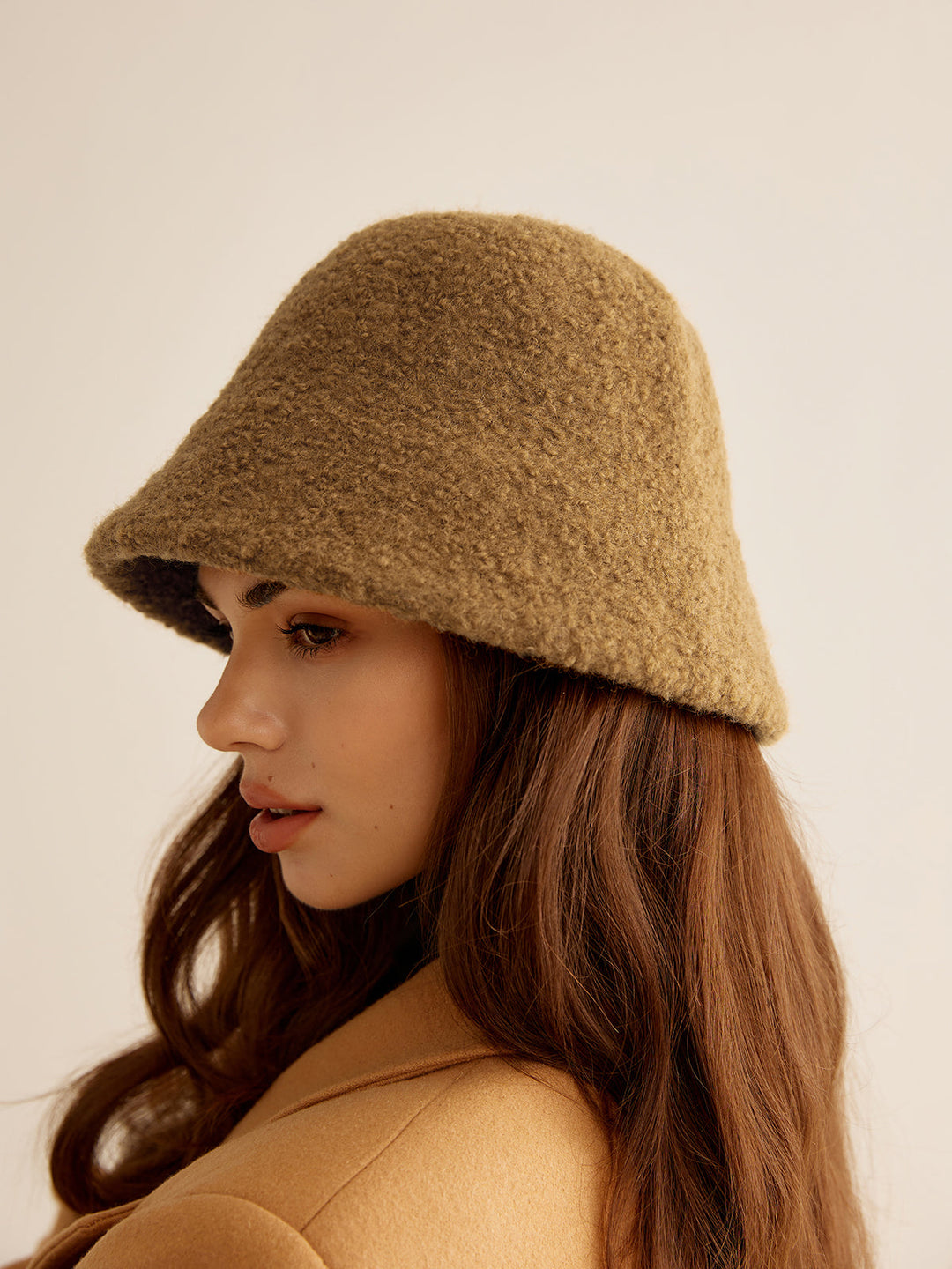 Chapeau seau en laine mélangée